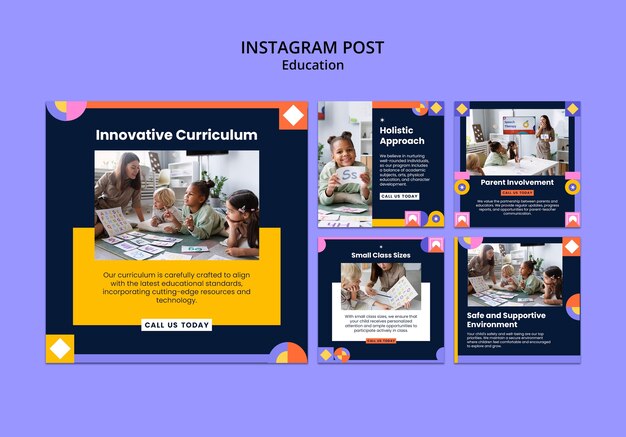 Post di instagram del concetto di educazione al design piatto
