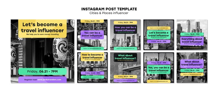 PSD gratuito post di instagram del concetto di viaggio