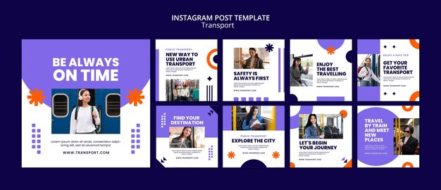 Post di instagram del servizio di trasporto di design piatto