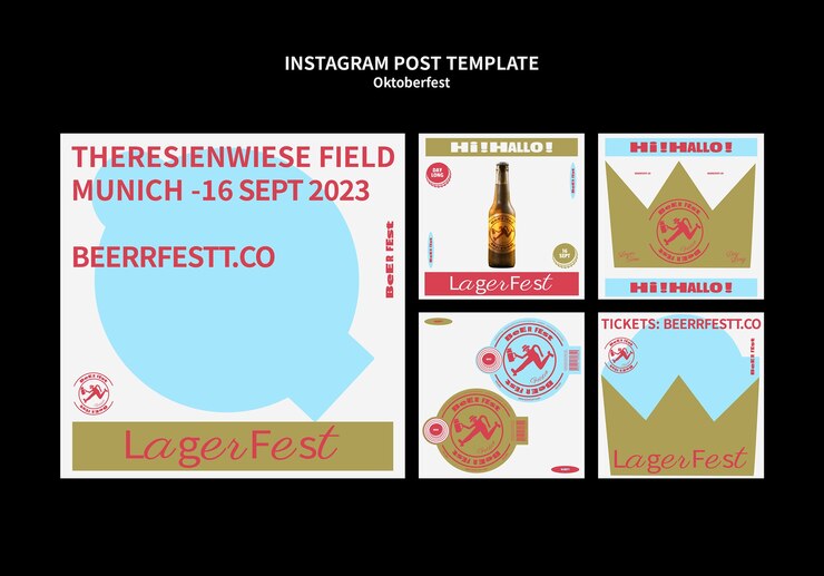 PSD gratuito post di instagram dell'oktoberfest dal design piatto