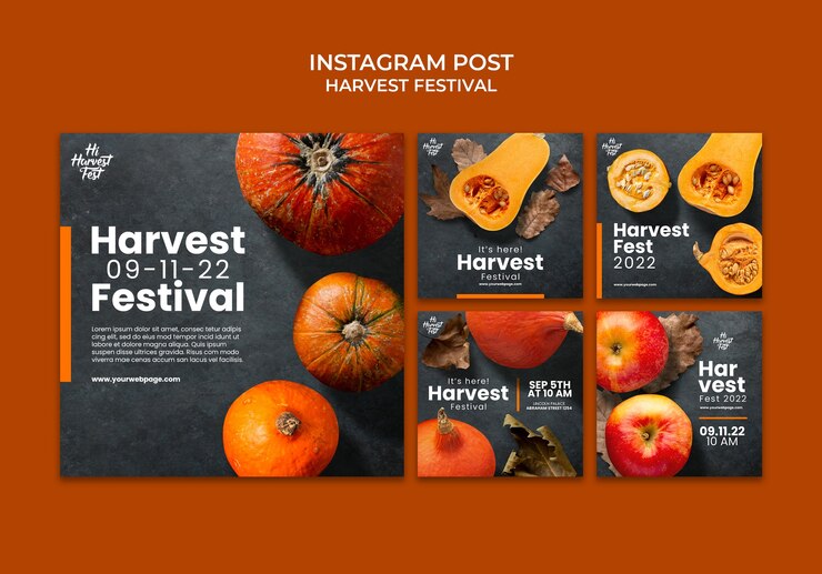PSD gratuito post di instagram della festa del raccolto