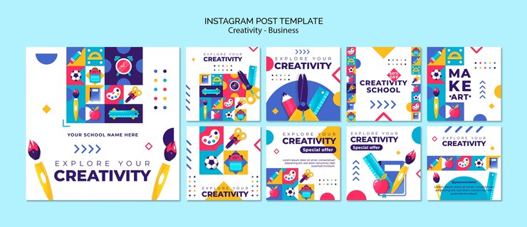 PSD gratuito post di instagram di affari di creatività geometrica