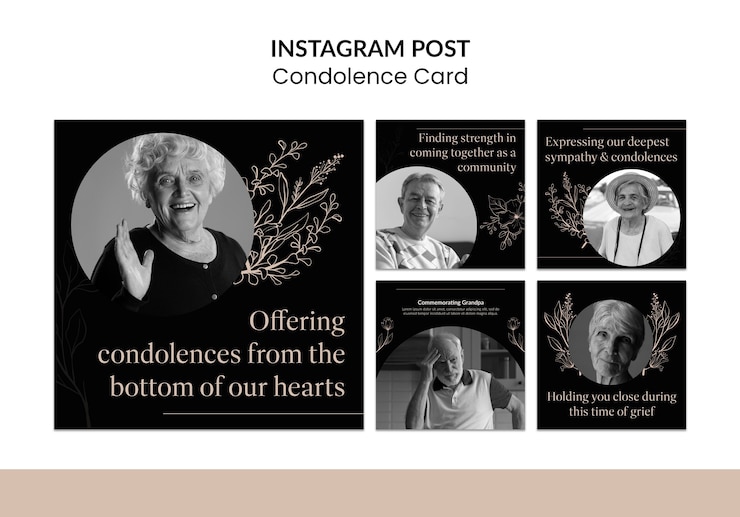 PSD gratuito post di instagram di biglietti di condoglianze disegnati a mano