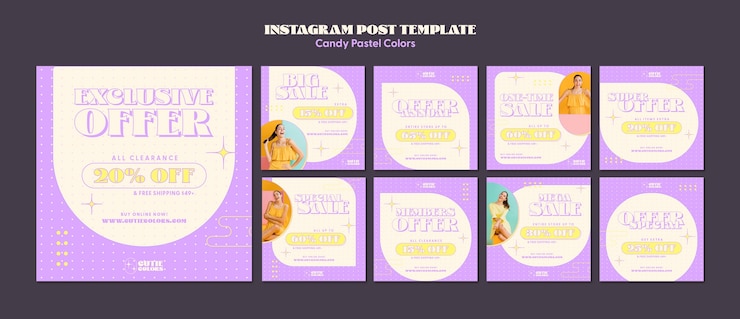 PSD gratuito post di instagram di colori pastello caramella design piatto