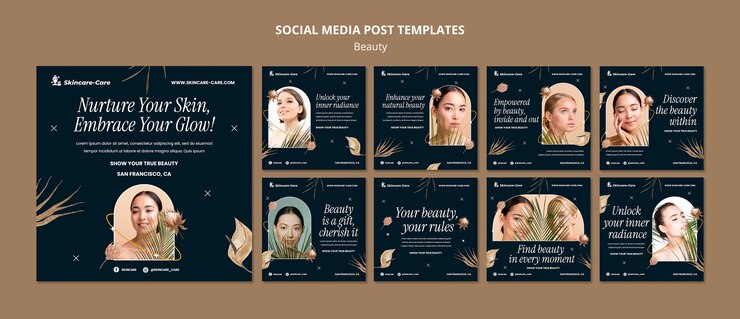 PSD gratuito post di instagram di concetti di bellezza realistici