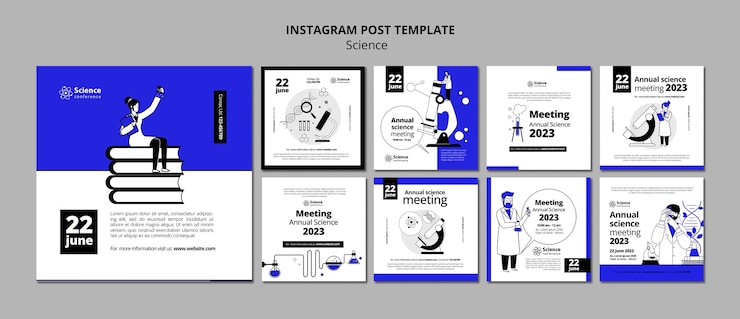 PSD gratuito post di instagram di concetti scientifici disegnati a mano