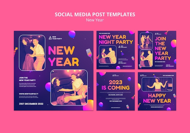 Post di instagram di design piatto per il nuovo anno