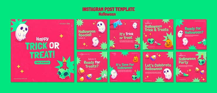 PSD gratuito post di instagram di halloween felice disegnato a mano
