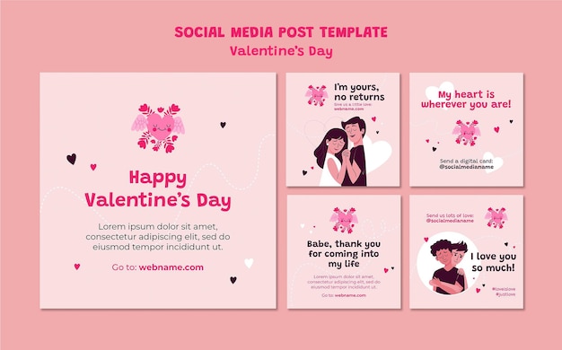 Post di instagram di San Valentino illustrato