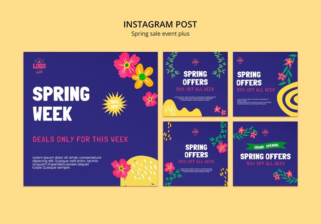 Post di instagram di vendita di primavera disegnati a mano