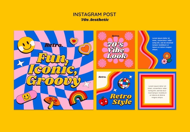 Post di instagram estetici anni '70 disegnati a mano