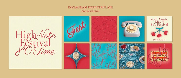 PSD gratuito post di instagram estetici anni '80