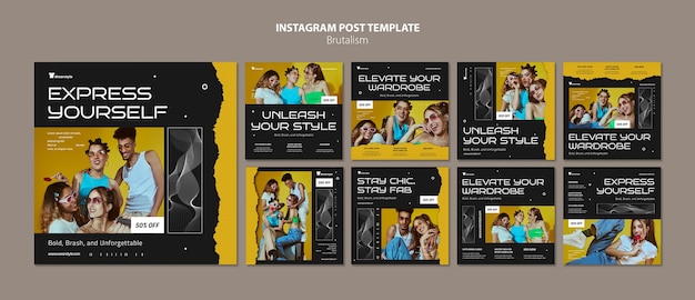 Post di instagram in stile brutalismo