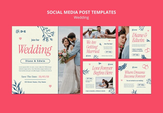 Post di instagram per la celebrazione del matrimonio