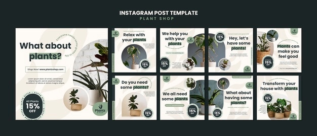 Post di instagram per la cura delle piante dal design piatto