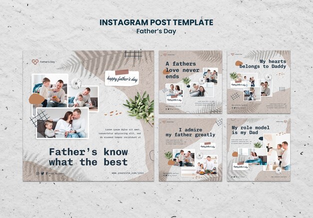 Post di instagram per la festa del papà di design piatto