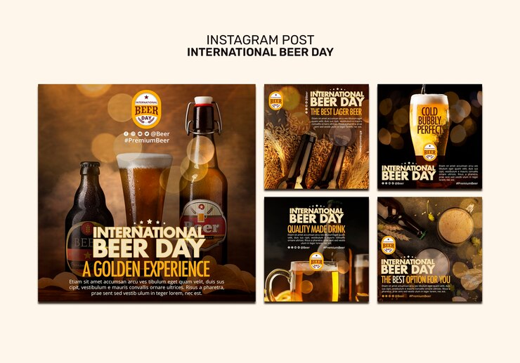 PSD gratuito post di instagram per la giornata internazionale della birra