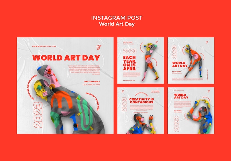 PSD gratuito post di instagram per la giornata mondiale dell'arte