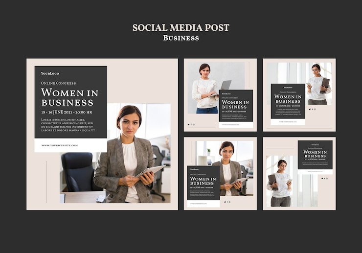 PSD gratuito post di social media di donne nel mondo degli affari
