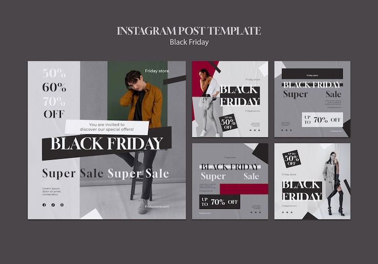 PSD gratuito post instagram del black friday dal design piatto