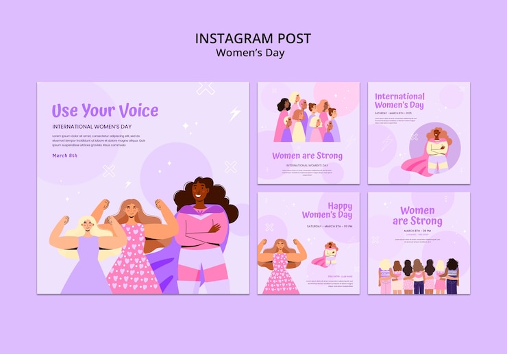 PSD gratuito post instagram per la festa della donna dal design piatto