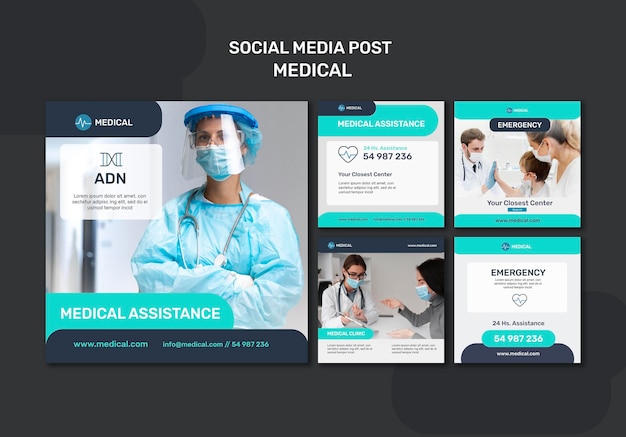 Gratis PSD post op sociale media voor medische hulp