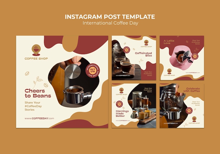 PSD gratuito post su instagram della giornata internazionale del caffè