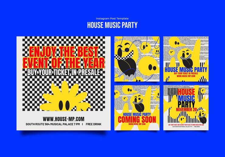 PSD gratuito post su instagram di feste di musica house