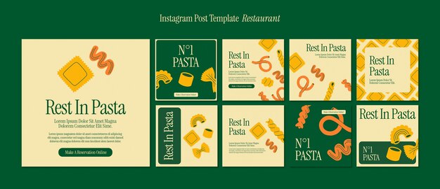 Post su instagram di ristoranti italiani dal design piatto