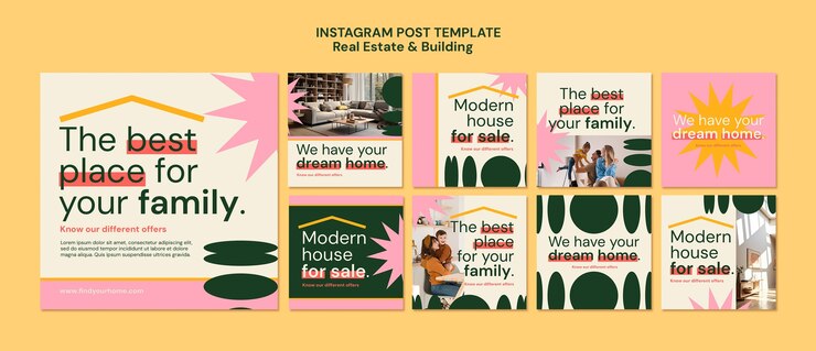 PSD gratuito post su instagram di un'azienda immobiliare di progettazione piatta