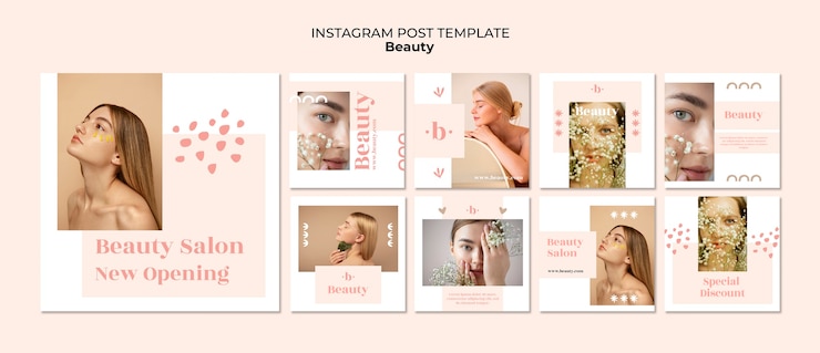 PSD gratuito post su instagram di un salone di bellezza a disegno piatto