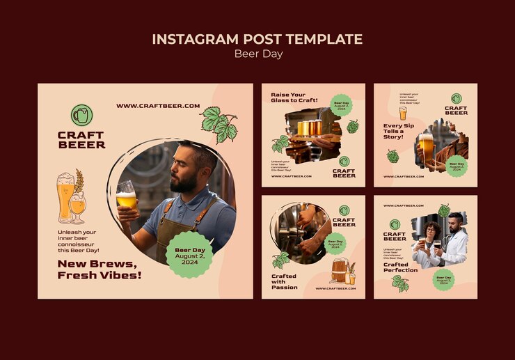 PSD gratuito post su instagram per la celebrazione del giorno della birra