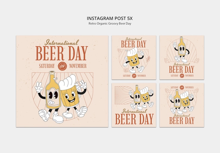 PSD gratuito post su instagram per la celebrazione della giornata internazionale della birra