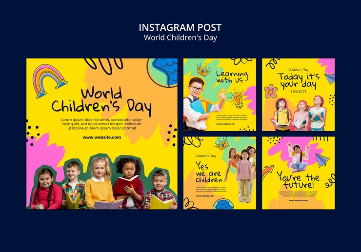 PSD gratuito post su instagram per la giornata mondiale dell'infanzia