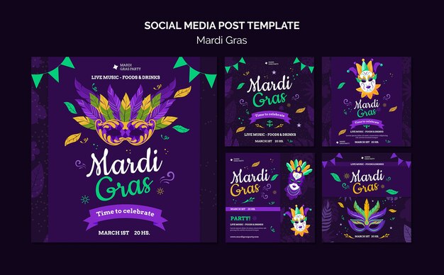 Post sui social media del carnevale del martedì grasso