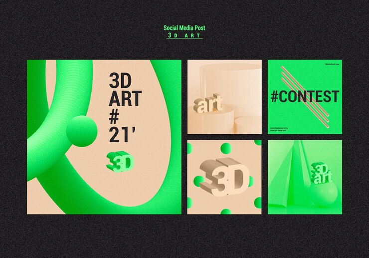 PSD gratuito post sui social media del concorso artistico 3d