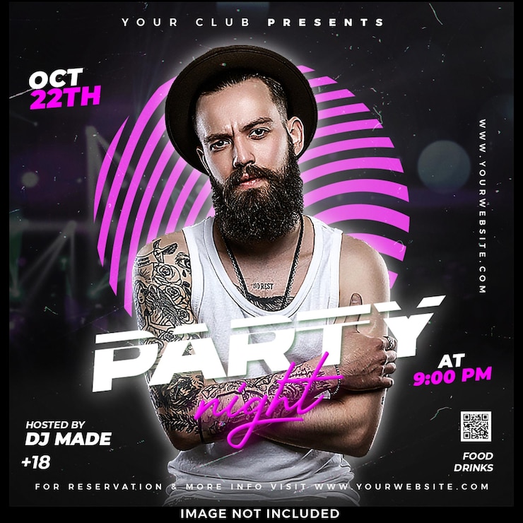 PSD gratuito post sui social media del flyer della festa del dj del club
