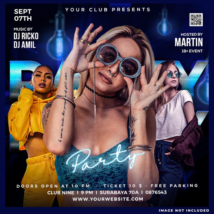 PSD gratuito post sui social media del flyer della festa del dj del club
