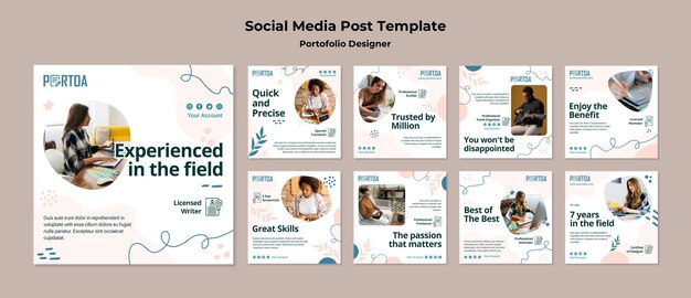 Post sui social media del portfolio del designer