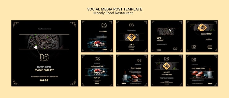 PSD gratuito post sui social media del ristorante moody food