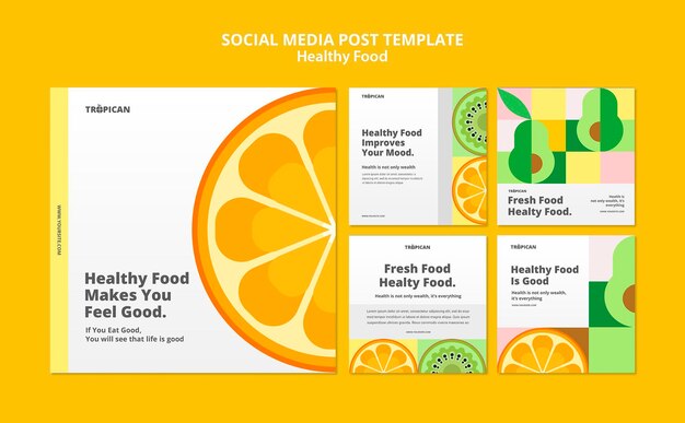 Post sui social media di cibo sano
