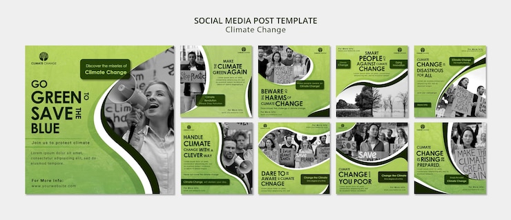 PSD gratuito post sui social media di protesta contro il cambiamento climatico