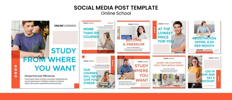 PSD gratuito post sui social media nelle scuole online