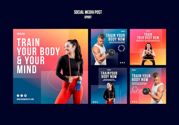 Post sui social media per l'allenamento del corpo