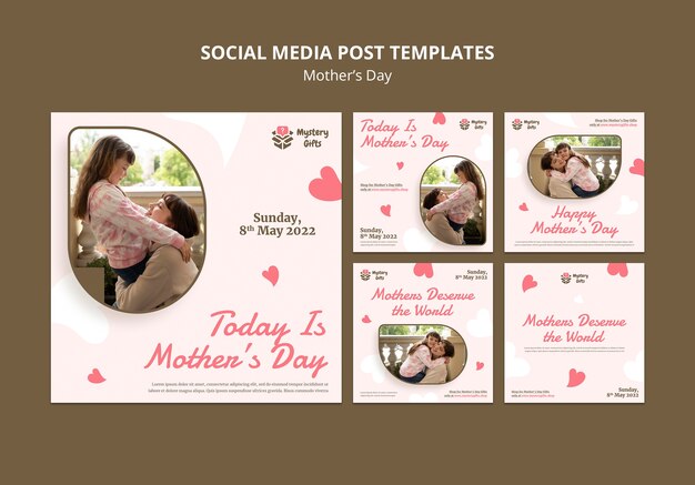 Post sui social media per la festa della mamma a forma di cuore