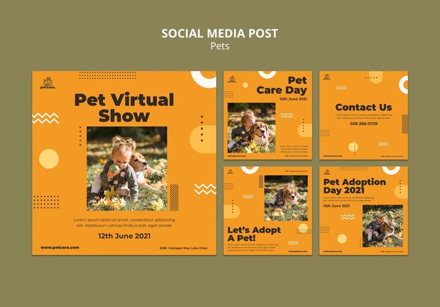 Post sui social media per spettacoli virtuali per animali domestici
