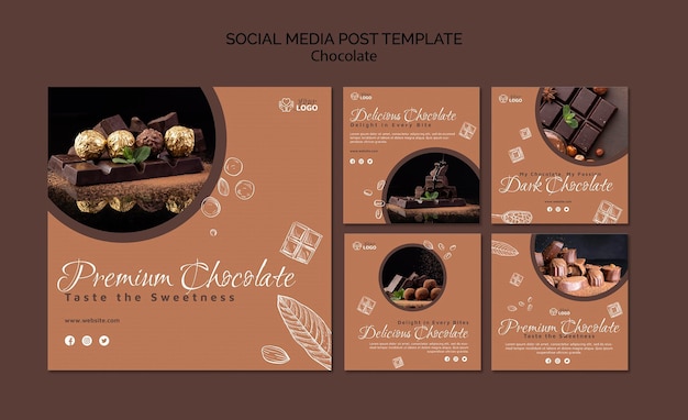 Gratis PSD post van premium chocolade op sociale media