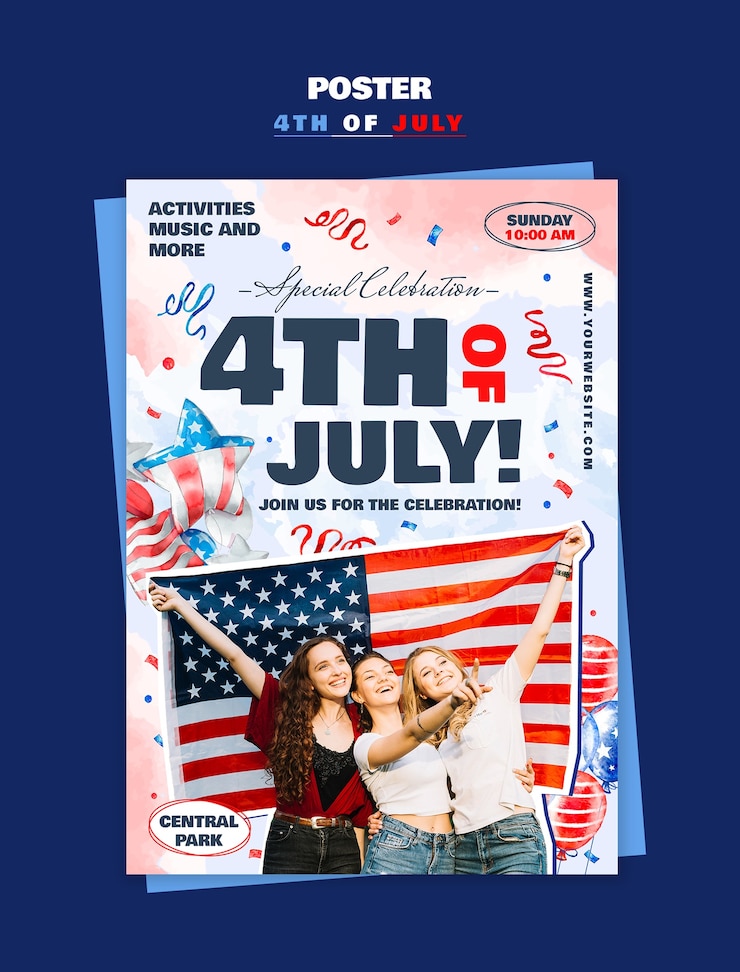 PSD gratuito poster de la celebración del 4 de julio