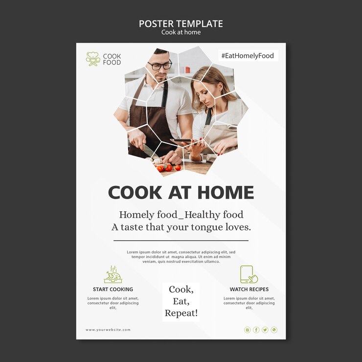 PSD gratuito poster con cucina a casa