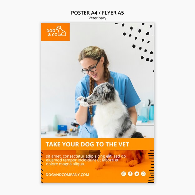 Poster con modello veterinario